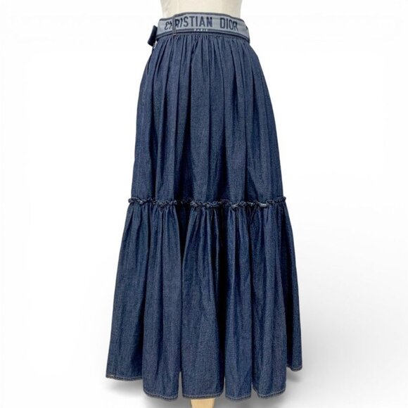Dior Cotton Blue Logo Belt Long Skirt Denim main image 5